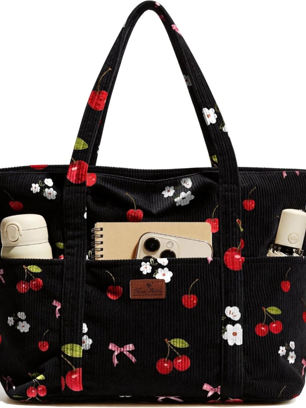 Aesthetic Corduroy Tote Bag - Large Travel Tote Bag for Women with Zipper, Multi